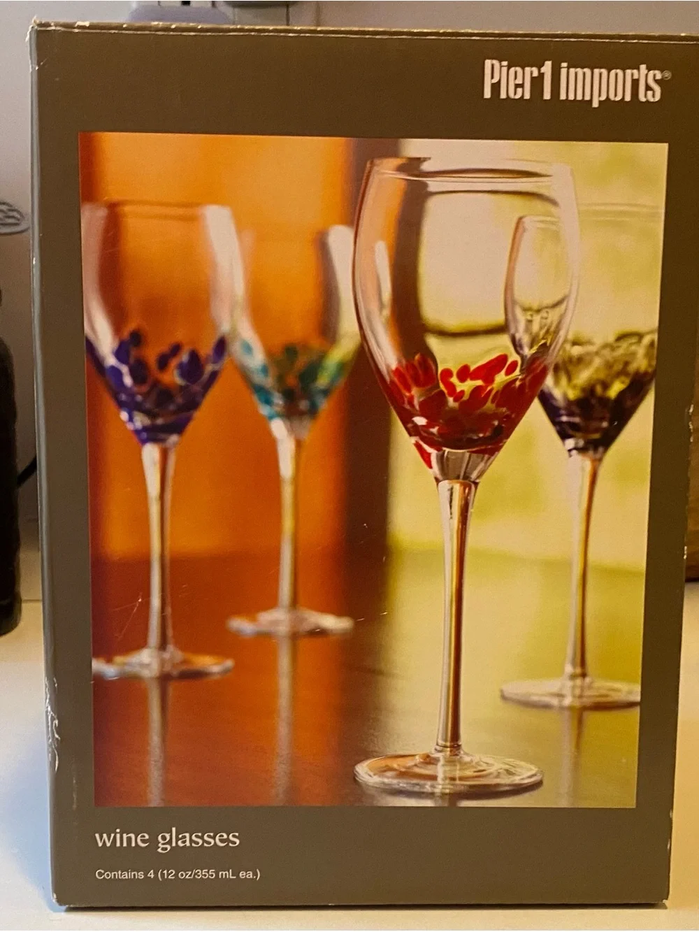 Pier 1 Imports - Multicolor Dot Accent Wine Glasses - Red, Blue, Teal, Purple
